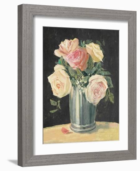 Silver Vase I on Black-Carol Rowan-Framed Art Print