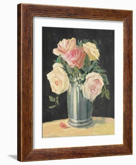 Silver Vase I on Black-Carol Rowan-Framed Art Print