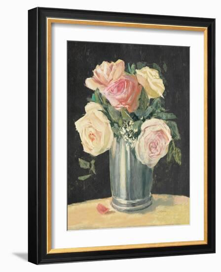 Silver Vase I on Black-Carol Rowan-Framed Art Print