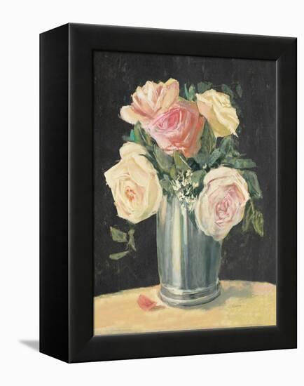 Silver Vase I on Black-Carol Rowan-Framed Stretched Canvas