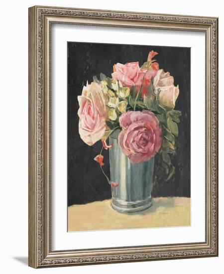 Silver Vase II on Black-Carol Rowan-Framed Art Print