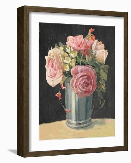 Silver Vase II on Black-Carol Rowan-Framed Art Print