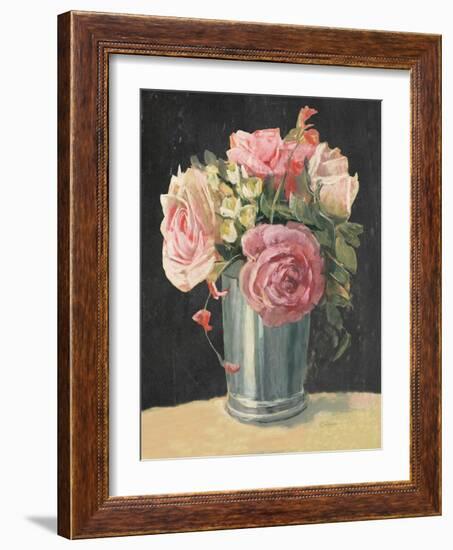 Silver Vase II on Black-Carol Rowan-Framed Art Print