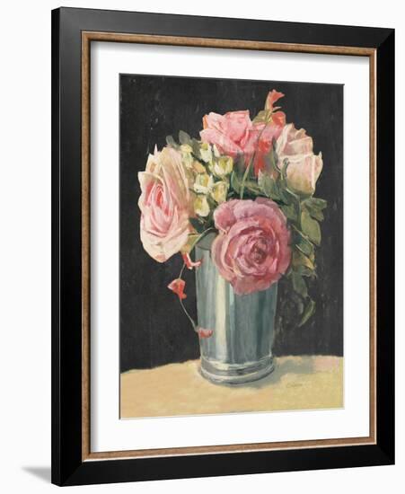 Silver Vase II on Black-Carol Rowan-Framed Art Print