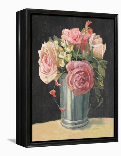 Silver Vase II on Black-Carol Rowan-Framed Stretched Canvas