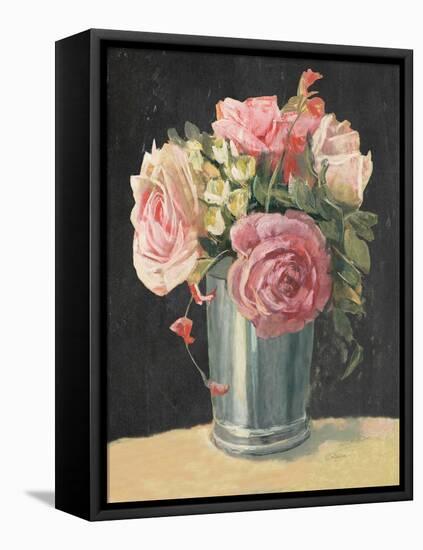 Silver Vase II on Black-Carol Rowan-Framed Stretched Canvas