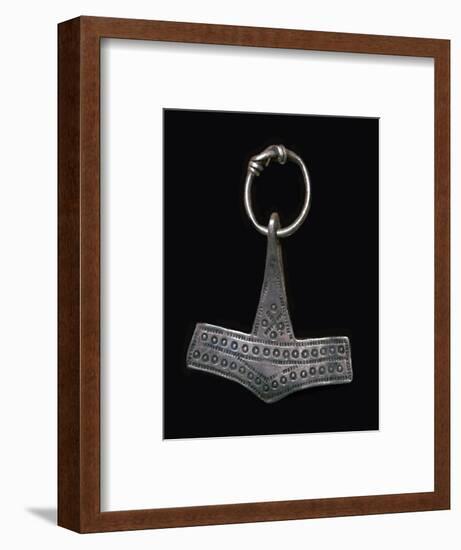 Silver Viking 'Thor's Hammer' amulet, 9th century Artist: Unknown-Unknown-Framed Giclee Print