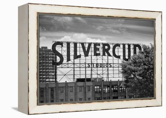 Silvercup Studios Sign in Long Island City, NY in Black and White-null-Framed Stretched Canvas