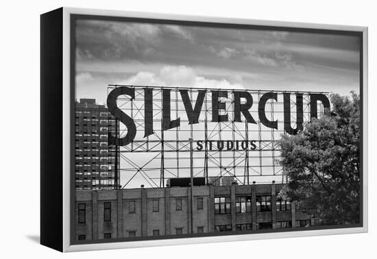 Silvercup Studios Sign in Long Island City, NY in Black and White-null-Framed Stretched Canvas