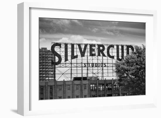 Silvercup Studios Sign in Long Island City, NY in Black and White-null-Framed Photo