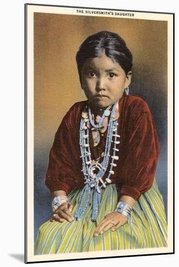 Silversmith's Daughter, Navajo Girl-null-Mounted Art Print