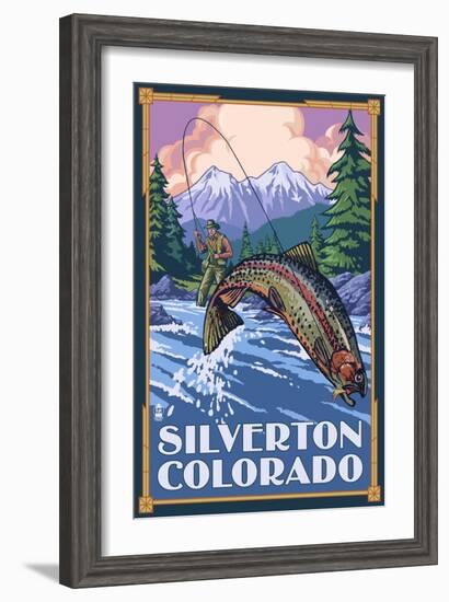 Silverton, Colorado - Fishing Scene, c.2009-Lantern Press-Framed Art Print