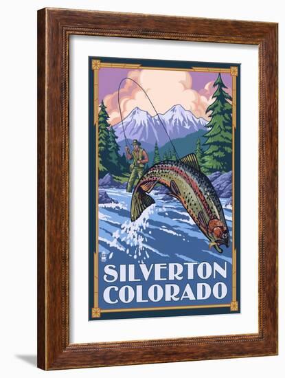 Silverton, Colorado - Fishing Scene, c.2009-Lantern Press-Framed Art Print