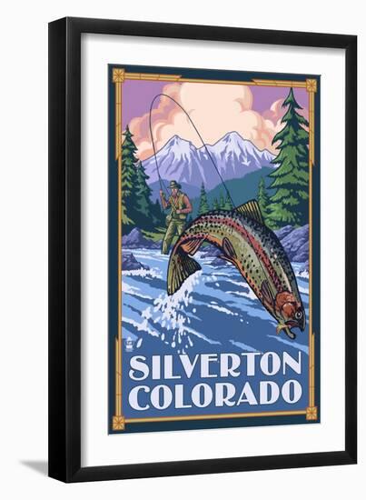 Silverton, Colorado - Fishing Scene, c.2009-Lantern Press-Framed Art Print