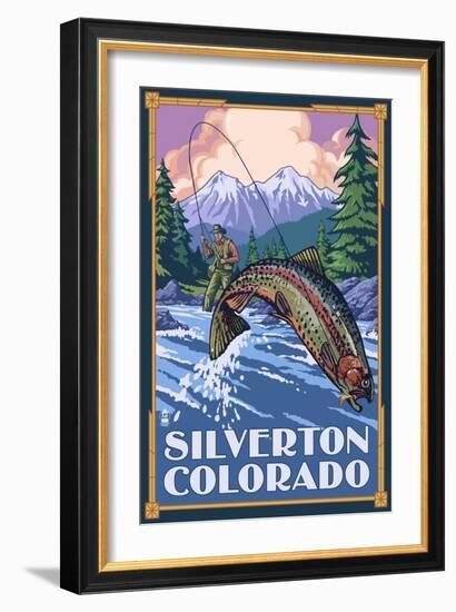 Silverton, Colorado - Fishing Scene, c.2009-Lantern Press-Framed Art Print