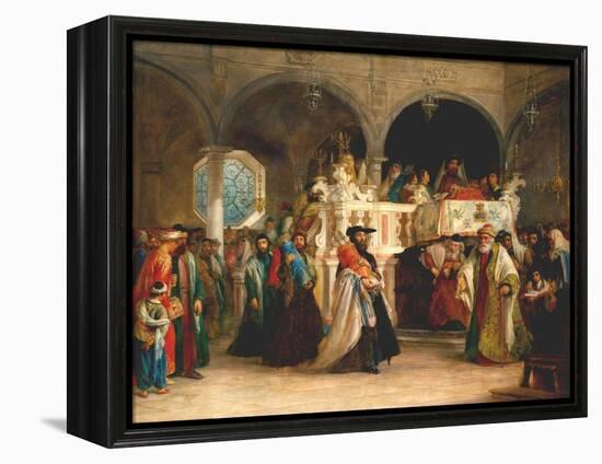 Simchat Torah, Livorno, 1850-Solomon Alexander Hart-Framed Premier Image Canvas