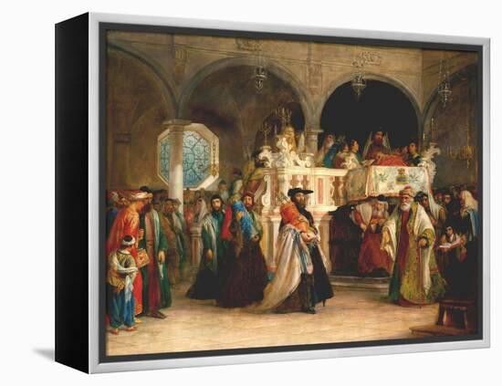 Simchat Torah, Livorno, 1850-Solomon Alexander Hart-Framed Premier Image Canvas