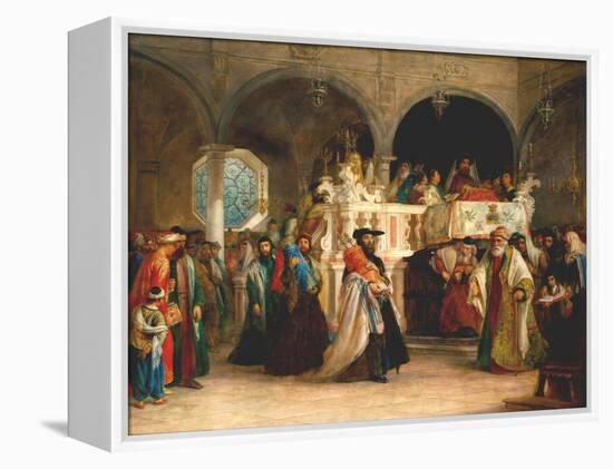 Simchat Torah, Livorno, 1850-Solomon Alexander Hart-Framed Premier Image Canvas