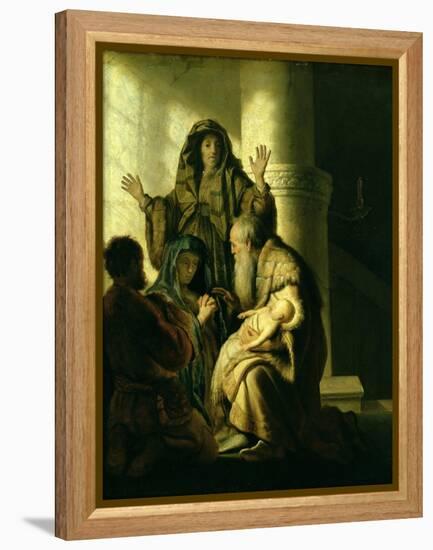 Simeon and Hannah in the Temple, circa 1627-Rembrandt van Rijn-Framed Premier Image Canvas