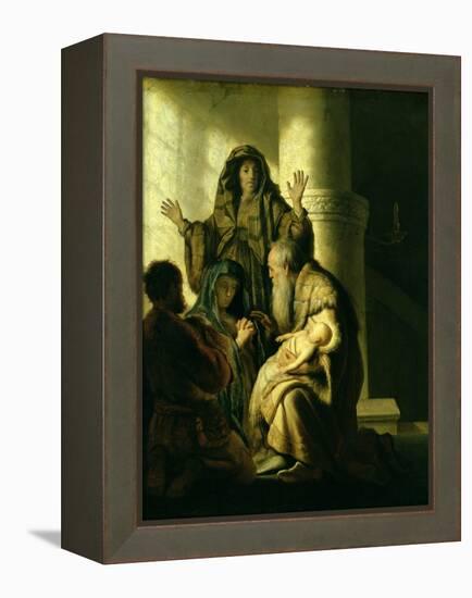 Simeon and Hannah in the Temple, circa 1627-Rembrandt van Rijn-Framed Premier Image Canvas