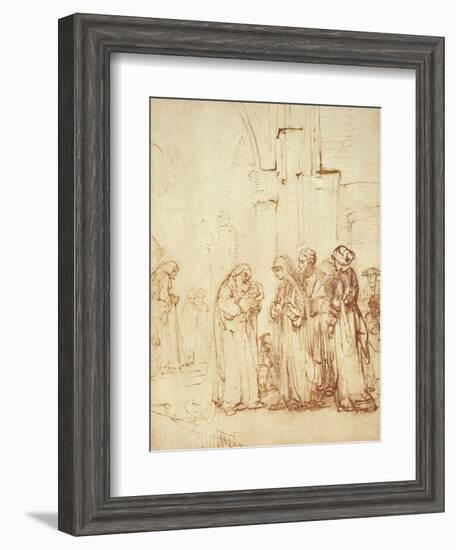 Simeon and Jesus in the Temple (Drawing)-Rembrandt van Rijn-Framed Giclee Print