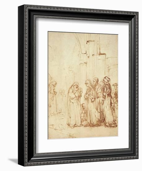 Simeon and Jesus in the Temple (Drawing)-Rembrandt van Rijn-Framed Giclee Print