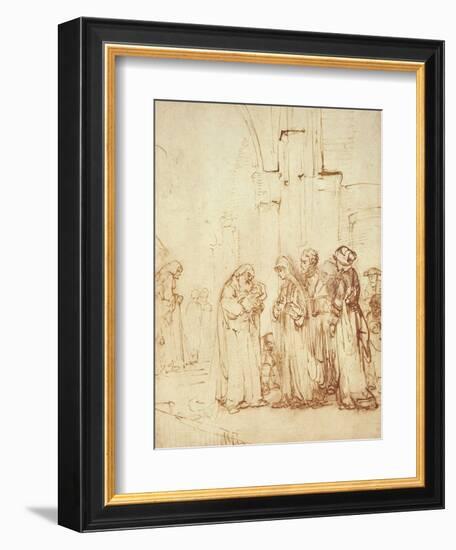 Simeon and Jesus in the Temple (Drawing)-Rembrandt van Rijn-Framed Giclee Print