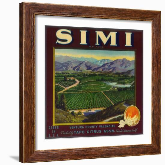 Simi Orange Label - Santa Susana, CA-Lantern Press-Framed Art Print