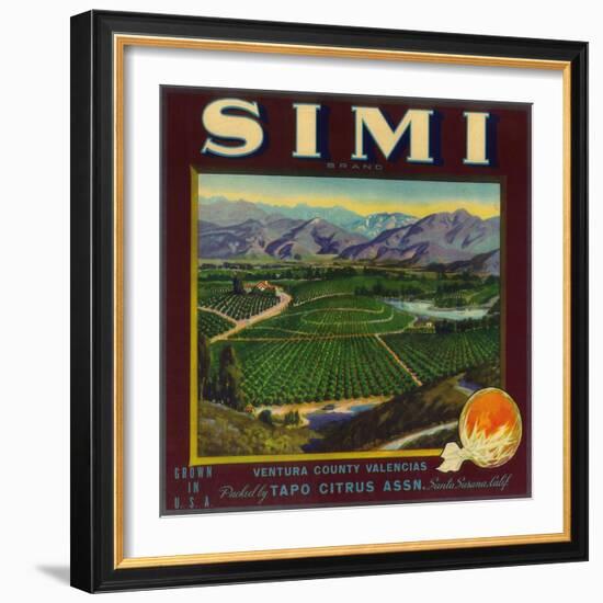 Simi Orange Label - Santa Susana, CA-Lantern Press-Framed Art Print