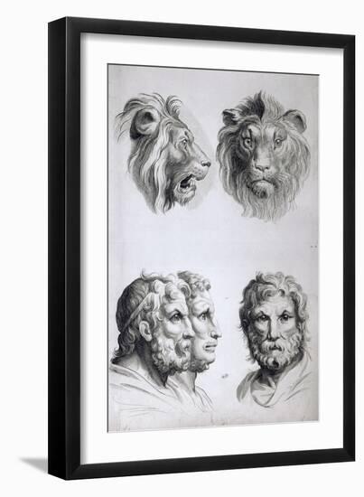 Similarities Between the Head of a Lion and a Man-Charles Le Brun-Framed Giclee Print