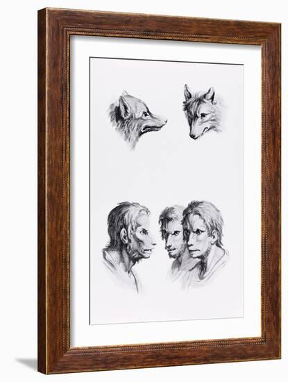 Similarities Between the Head of a Wolf and a Man-Charles Le Brun-Framed Giclee Print