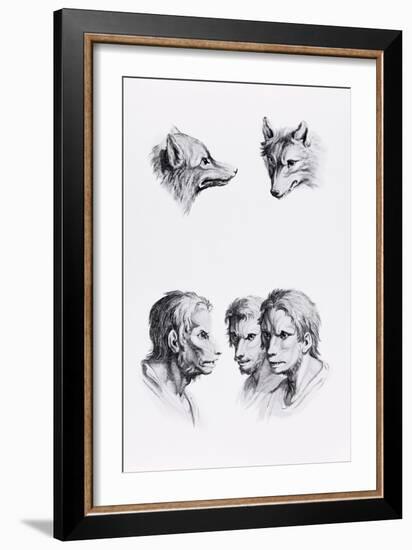 Similarities Between the Head of a Wolf and a Man-Charles Le Brun-Framed Giclee Print