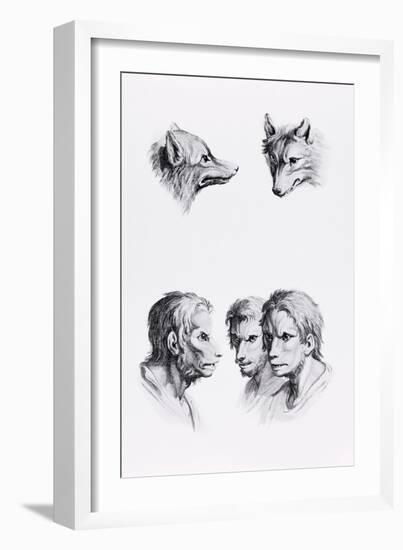 Similarities Between the Head of a Wolf and a Man-Charles Le Brun-Framed Giclee Print