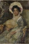 Young Black Woman in a Lace Hat and a Fan in the Right Hand-Simon Maris-Art Print