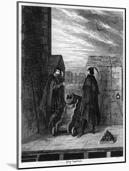 Simon Renard and Winwike the Warden on the Roof of the White Tower, 1553-George Cruikshank-Mounted Giclee Print