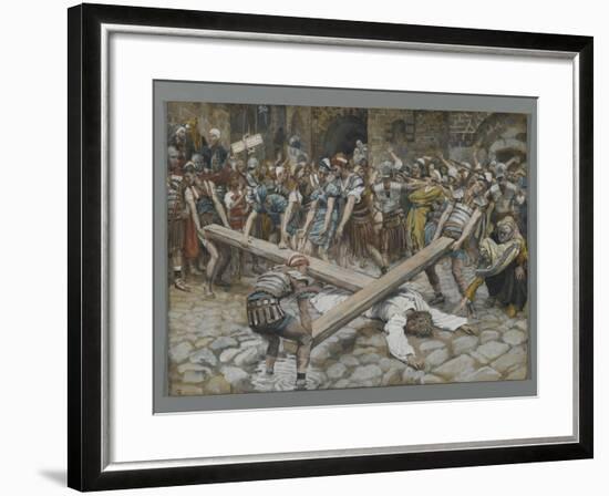 Simon the Cyrenian Compelled to Carry the Cross with Jesus-James Tissot-Framed Giclee Print