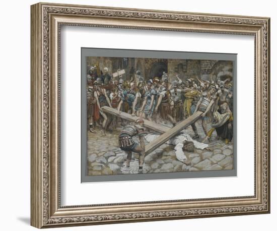 Simon the Cyrenian Compelled to Carry the Cross with Jesus-James Tissot-Framed Giclee Print