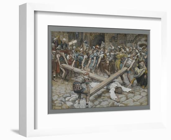 Simon the Cyrenian Compelled to Carry the Cross with Jesus-James Tissot-Framed Giclee Print