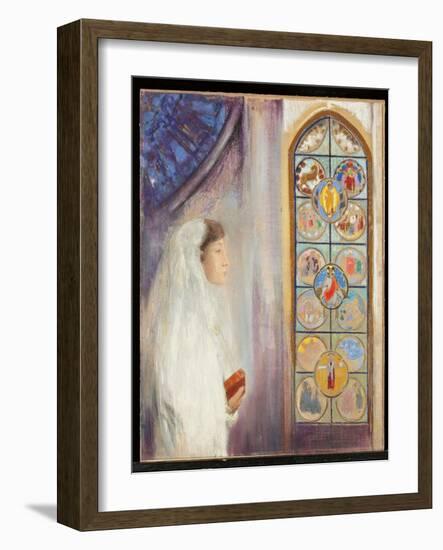 Simone Fayet En Communiante, 1908 (Pastel on Paper)-Odilon Redon-Framed Giclee Print