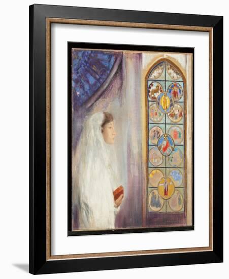 Simone Fayet En Communiante, 1908 (Pastel on Paper)-Odilon Redon-Framed Giclee Print