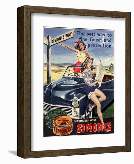 Simoniz Cars Wax Polish Sex Objects Sexism Discrimination, UK, 1950-null-Framed Giclee Print