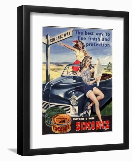 Simoniz Cars Wax Polish Sex Objects Sexism Discrimination, UK, 1950-null-Framed Giclee Print