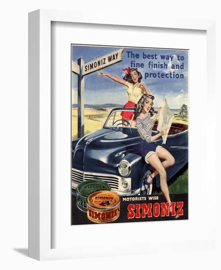 Simoniz Cars Wax Polish Sex Objects Sexism Discrimination, UK, 1950-null-Framed Giclee Print