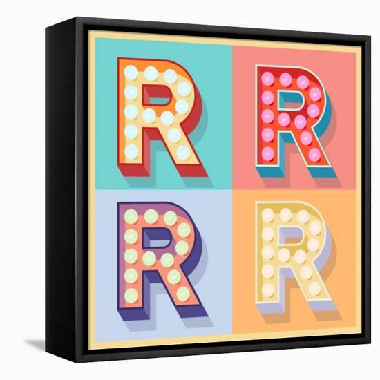 Simple And Clear Flat Lamp Alphabet - Letter R-dgbomb-Framed Stretched Canvas