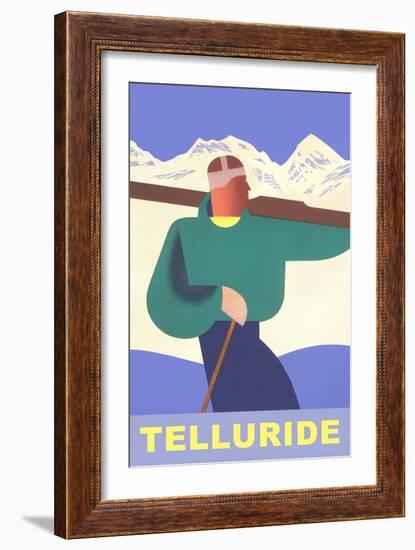 Simple Graphic Skier at Telluride, Colorado-null-Framed Art Print