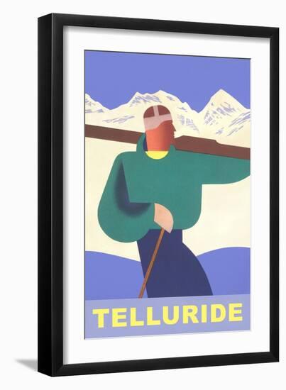 Simple Graphic Skier at Telluride, Colorado-null-Framed Art Print