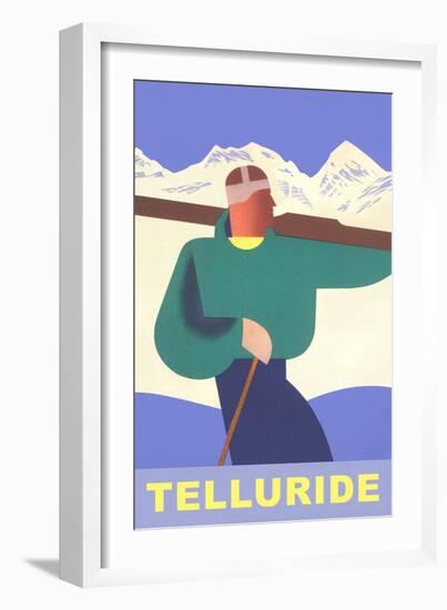 Simple Graphic Skier at Telluride, Colorado-null-Framed Art Print