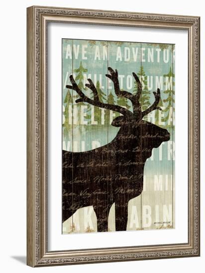 Simple Living Elk Script-Michael Mullan-Framed Art Print