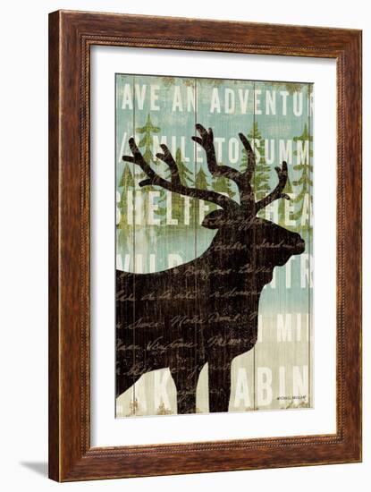 Simple Living Elk Script-Michael Mullan-Framed Art Print