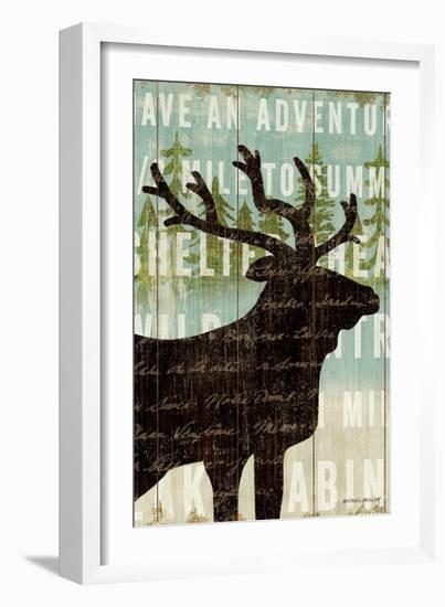 Simple Living Elk Script-Michael Mullan-Framed Art Print